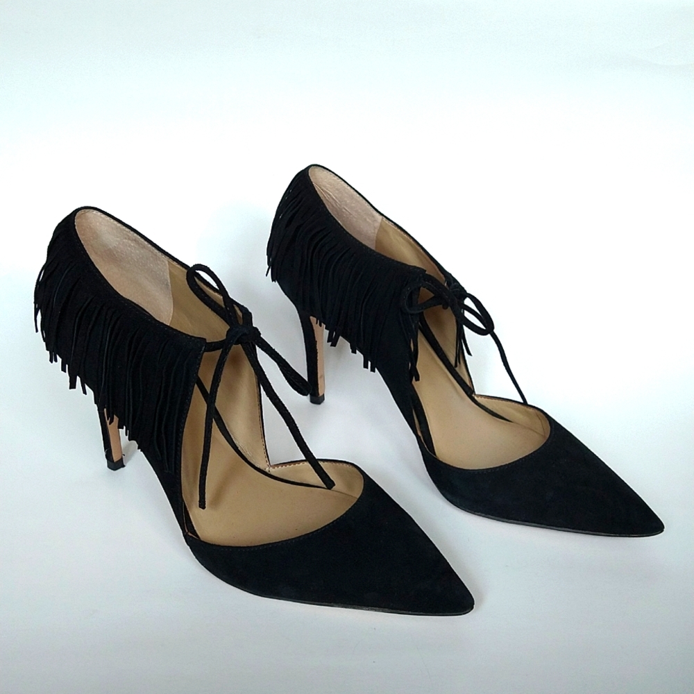 Ann Taylor Nicolette Black Fringe Pump Size 9